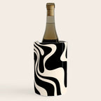 Retro Liquid Swirl Abstract Pattern 3 in Black and Almond Cream Wine Chiller Gallery Image 2