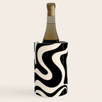 Retro Liquid Swirl Abstract Pattern 3 in Black and Almond Cream Wine Chiller Gallery Image 3