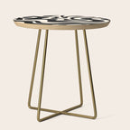 Retro Liquid Swirl Abstract Pattern 3 in Black and Almond Cream Side Table Gallery Image 1