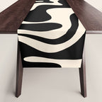Retro Liquid Swirl Abstract Pattern 3 in Black and Almond Cream Table Runner Gallery Image 1