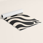 Retro Liquid Swirl Abstract Pattern 3 in Black and Almond Cream Yoga Mat Gallery Image 2