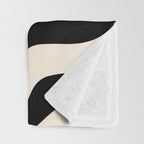 Retro Liquid Swirl Abstract Pattern 3 in Black and Almond Cream Throw Blanket Gallery Image 3