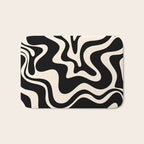 Retro Liquid Swirl Abstract Pattern 3 in Black and Almond Cream Bath Mat Gallery Image 1