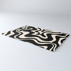 Retro Liquid Swirl Abstract Pattern 3 in Black and Almond Cream Rug Gallery Image 3