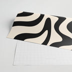 Retro Liquid Swirl Abstract Pattern 3 in Black and Almond Cream Wrapping Paper Gallery Image 2