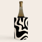 Retro Liquid Swirl Abstract Pattern 3 in Black and Almond Cream Wine Chiller Gallery Image 1