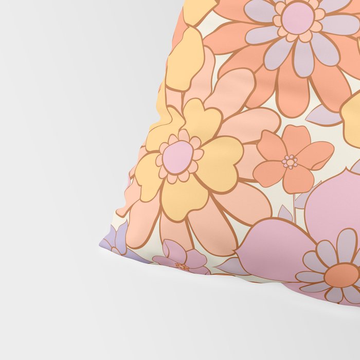 Retro hand drawn flower art pattern Pillow Sham Gallery Image 4