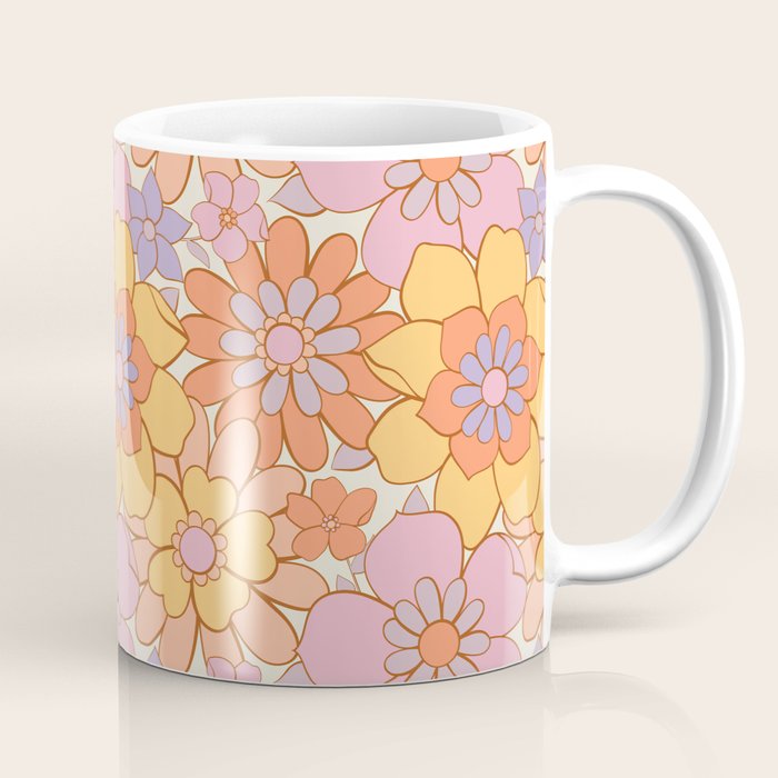 Retro hand drawn flower art pattern Coffee Mug Gallery Image 1