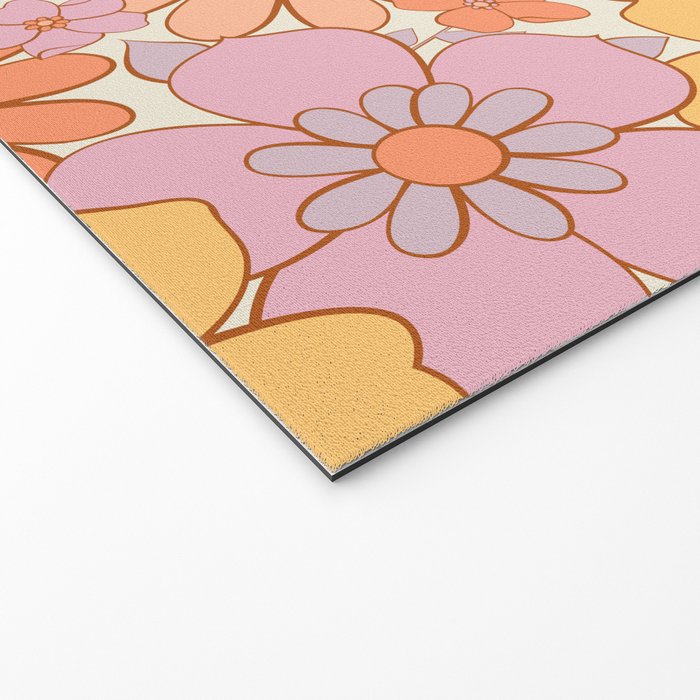 Retro hand drawn flower art pattern Welcome Mat Gallery Image 2