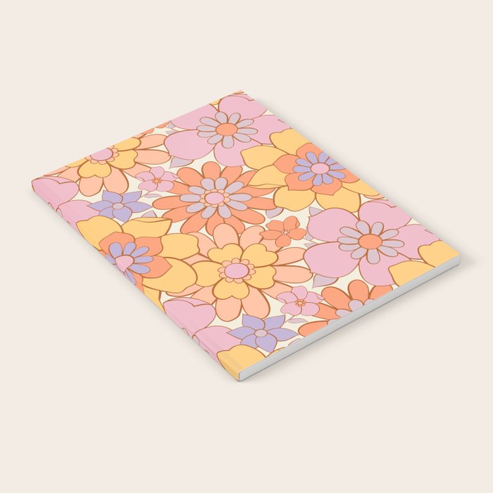 Retro hand drawn flower art pattern Notebook Gallery Image 2