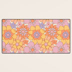 Retro hand drawn flower art pattern Desk Mat Gallery Image 3