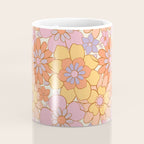Retro hand drawn flower art pattern Coffee Mug Gallery Image 4