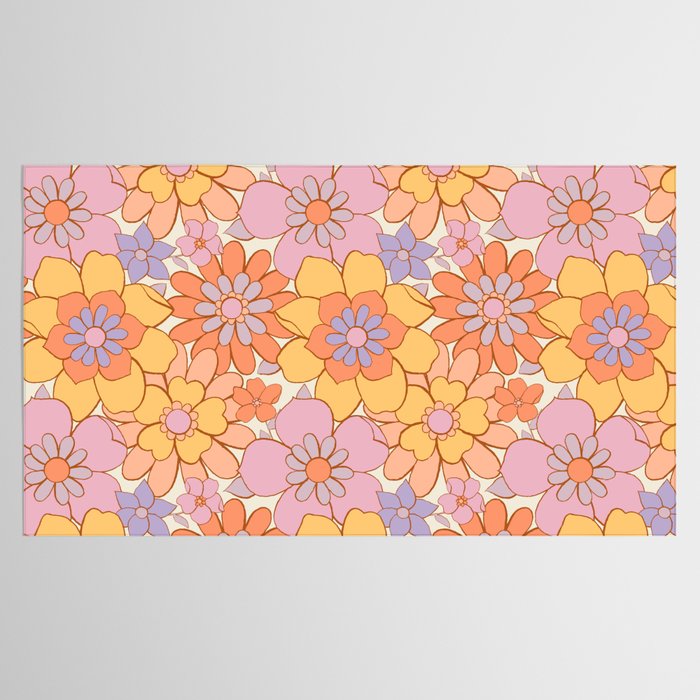 Retro hand drawn flower art pattern Tablecloth Gallery Image 2