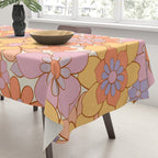 Retro hand drawn flower art pattern Tablecloth Gallery Image 3