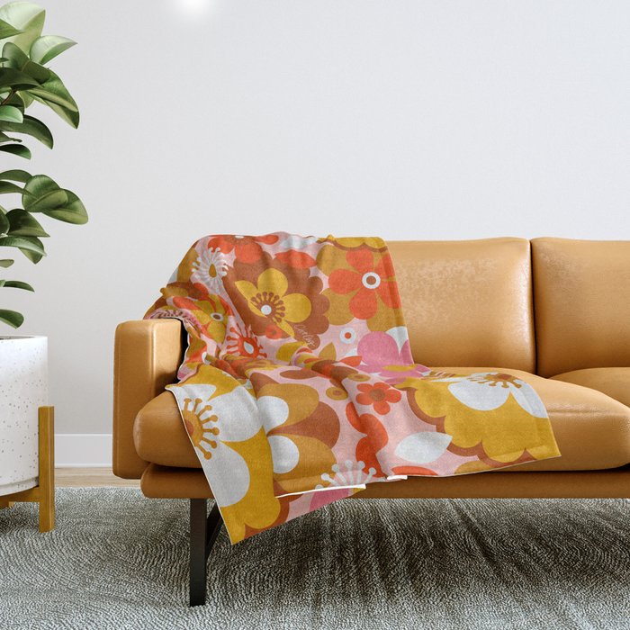 Groovy Florals - Sunshine Throw Blanket Gallery Image 1