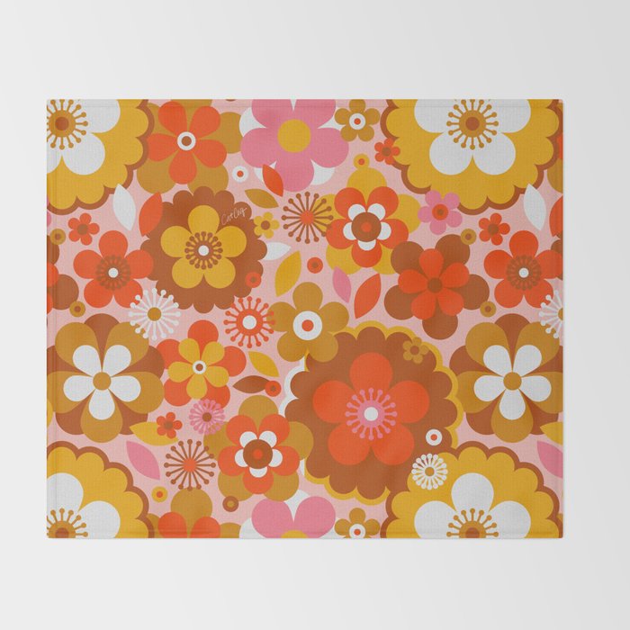 Groovy Florals - Sunshine Throw Blanket Gallery Image 2