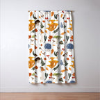 Colorful Forest Mushrooms and Plants Illustration  Nature Inspired Botanical Art Window Curtain Gallery Image 3