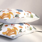 Colorful Forest Mushrooms and Plants Illustration  Nature Inspired Botanical Art Pillow Sham Gallery Image 3