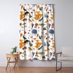 Colorful Forest Mushrooms and Plants Illustration  Nature Inspired Botanical Art Window Curtain Gallery Image 5