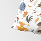 Colorful Forest Mushrooms and Plants Illustration  Nature Inspired Botanical Art Pillow Sham Gallery Image 4