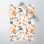 Colorful Forest Mushrooms and Plants Illustration  Nature Inspired Botanical Art Wrapping Paper Gallery Image 1