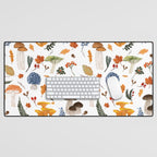 Colorful Forest Mushrooms and Plants Illustration  Nature Inspired Botanical Art Desk Mat Gallery Image 1