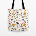Colorful Forest Mushrooms and Plants Illustration  Nature Inspired Botanical Art Tote Bag Gallery Image 1