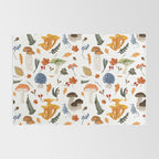 Colorful Forest Mushrooms and Plants Illustration  Nature Inspired Botanical Art Rug Gallery Image 2