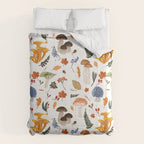 Colorful Forest Mushrooms and Plants Illustration  Nature Inspired Botanical Art Comforter Gallery Image 6