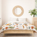 Colorful Forest Mushrooms and Plants Illustration  Nature Inspired Botanical Art Duvet Cover Gallery Image 3