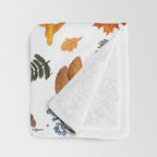 Colorful Forest Mushrooms and Plants Illustration  Nature Inspired Botanical Art Throw Blanket Gallery Image 3