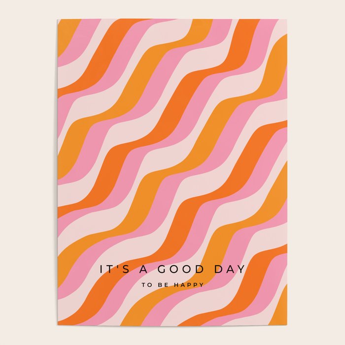 Zebra Stripes Abstract Lines Sunshine Retro Colorful Pink Orange Colors Boho Swirl Modern Pattern Poster Gallery Image 4