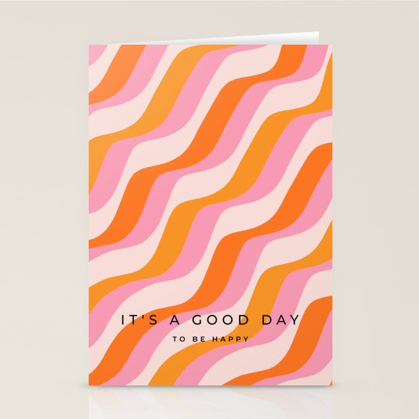 Zebra Stripes Abstract Lines Sunshine Retro Colorful Pink Orange Colors Boho Swirl Modern Pattern Stationery Card Gallery Image 2