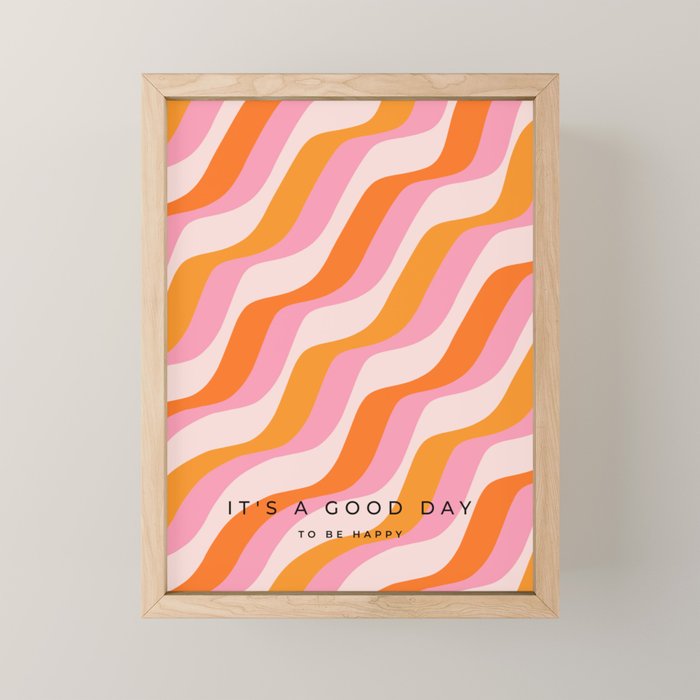 Zebra Stripes Abstract Lines Sunshine Retro Colorful Pink Orange Colors Boho Swirl Modern Pattern Mini Art Print Gallery Image 1