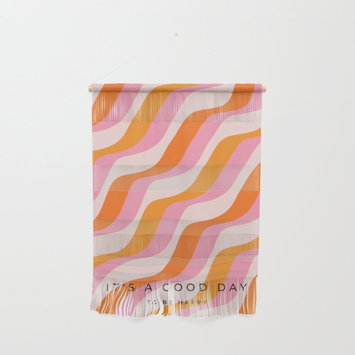 Zebra Stripes Abstract Lines Sunshine Retro Colorful Pink Orange Colors Boho Swirl Modern Pattern Wall Hanging Gallery Image 1