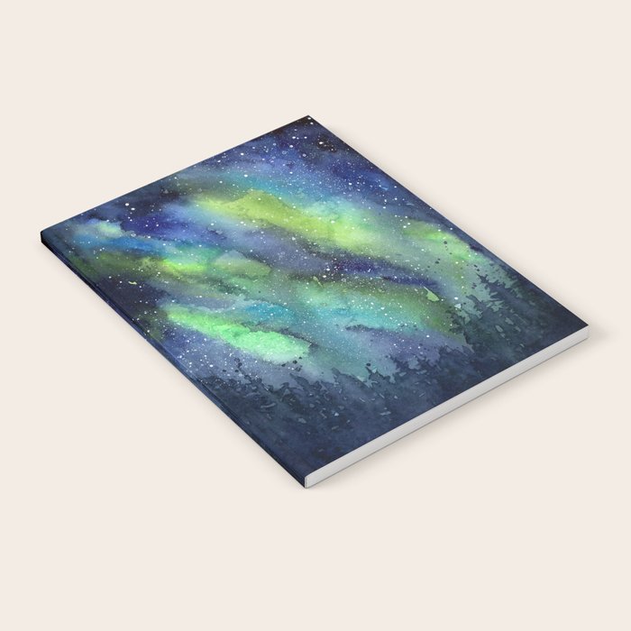 Galaxy Aurora Northern Lights Nebula Space Watercolor Notebook Gallery Image 2