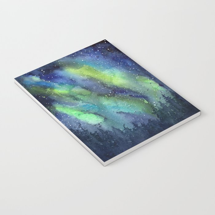 Galaxy Aurora Northern Lights Nebula Space Watercolor Notebook Gallery Image 3