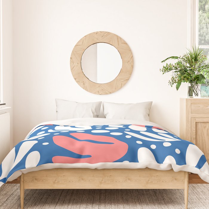 Abstract blue nature leaf shape art pattern Duvet Cover Gallery Image 3