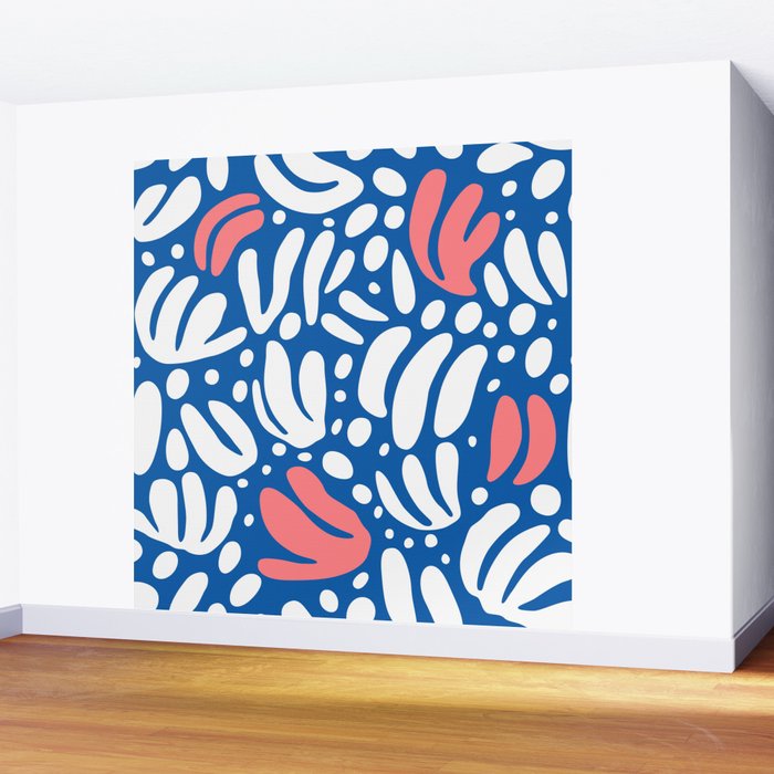 Abstract blue nature leaf shape art pattern Wall Mural Gallery Image 2