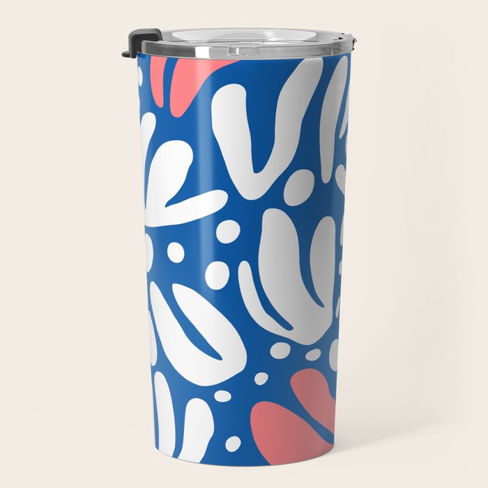 Abstract blue nature leaf shape art pattern Travel Mug Gallery Image 3