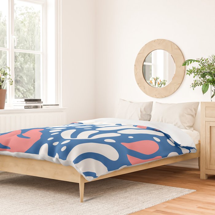 Abstract blue nature leaf shape art pattern Duvet Cover Gallery Image 2