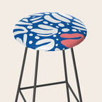Abstract blue nature leaf shape art pattern Stool Gallery Image 2