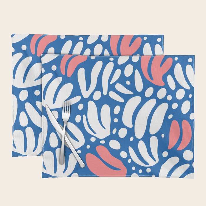 Abstract blue nature leaf shape art pattern Placemat Gallery Image 1