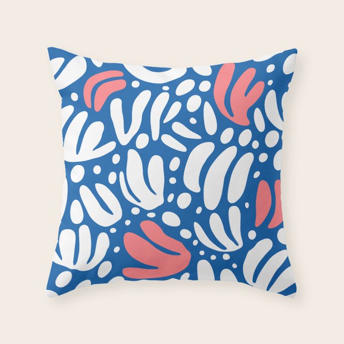Abstract blue nature leaf shape art pattern Throw Pillow Gallery Image 1