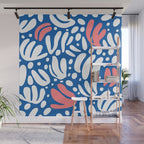 Abstract blue nature leaf shape art pattern Wall Mural Gallery Image 1