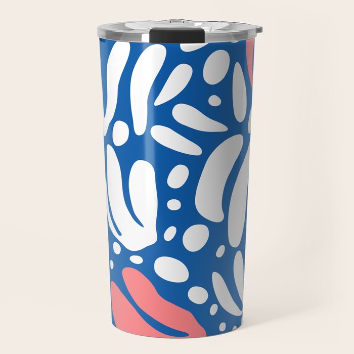 Abstract blue nature leaf shape art pattern Travel Mug Gallery Image 1
