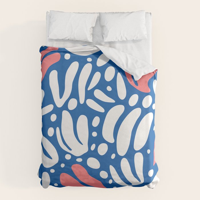 Abstract blue nature leaf shape art pattern Duvet Cover Gallery Image 1