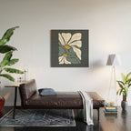 Bold Boho Art Nouveau Floral 3.2 ochre, teal blue, white Wood Wall Art Gallery Image 2