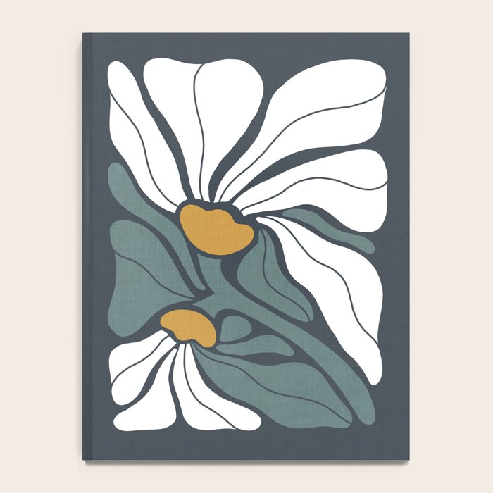 Bold Boho Art Nouveau Floral 3.2 ochre, teal blue, white Notebook Gallery Image 4