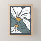 Bold Boho Art Nouveau Floral 3.2 ochre, teal blue, white Mini Art Print Gallery Image 1